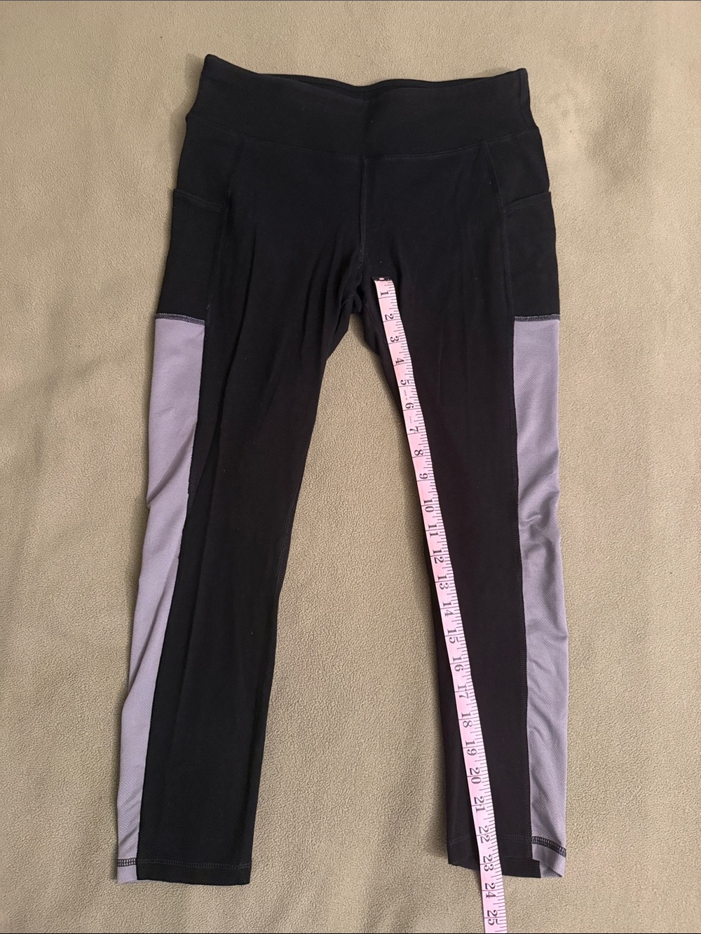 Women's Black Leggings with Gray Mesh Side Panels